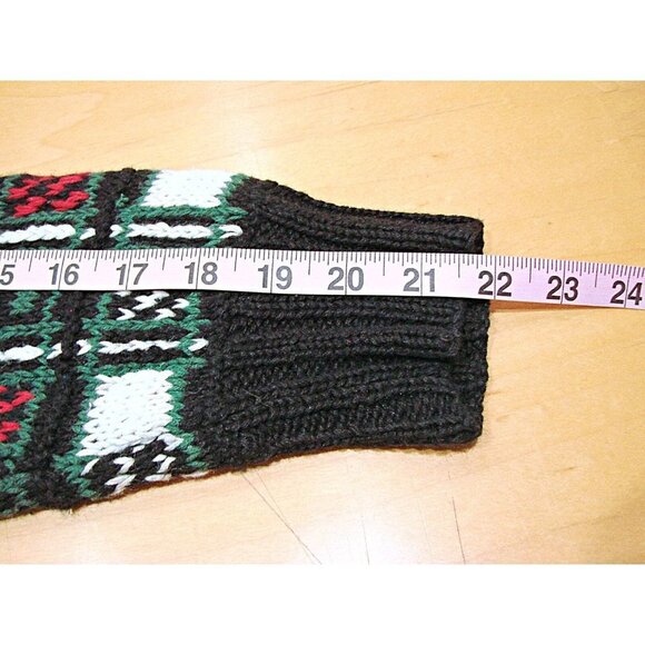 Vintage Y2K Susan Bristol Hand Knit Embroidered Cardigan Sweater Floral Black Lg - Picture 11 of 12